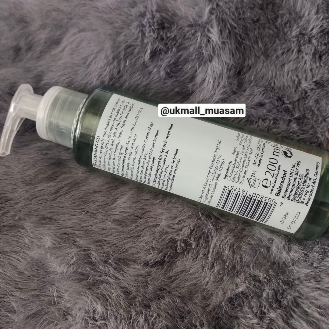 [BILL UK] Sữa rửa mặt Eucerin dermo purifyer oil control Cleansing Gel 200ml