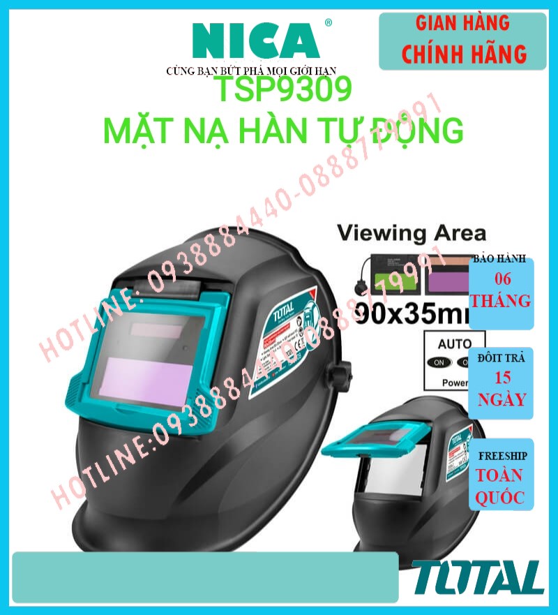 Mặt nạ hàn điện tử total tsp9309 mặt nạ hàn tự động vùng quan sát 90×35mm, kích thước vùng tối 110×90×9mm - chính hãng