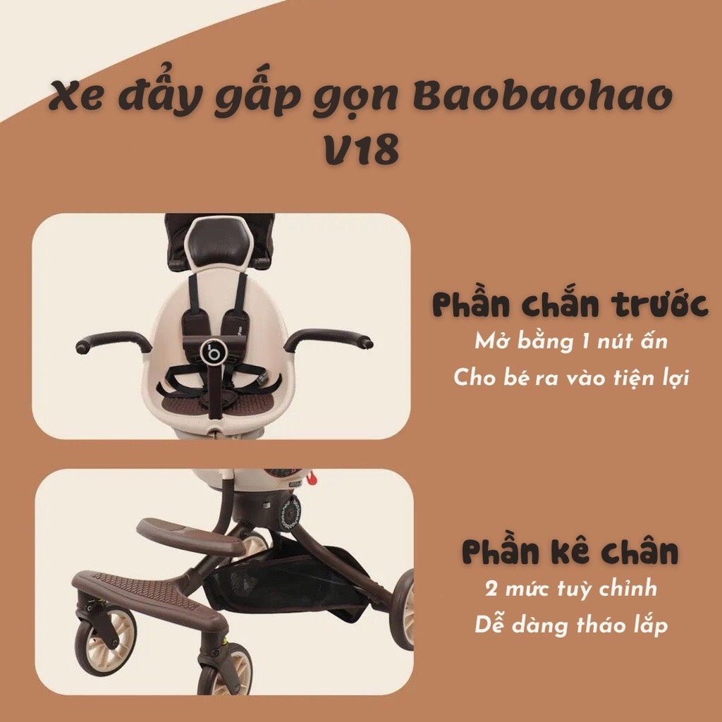 XE ĐẨY GẤP GỌN V18 BAOBAOHAO NGỒI VÀ NGẢ 5 CHẾ ĐỘ