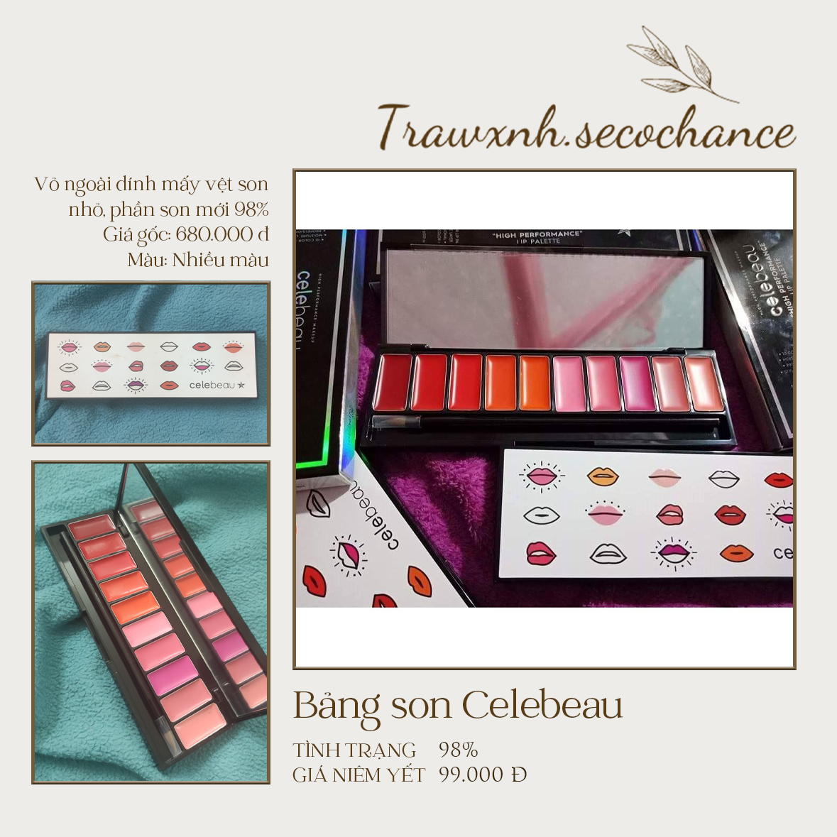 THANH LÝ BẢNG SON CELEBEAU NEW 99%