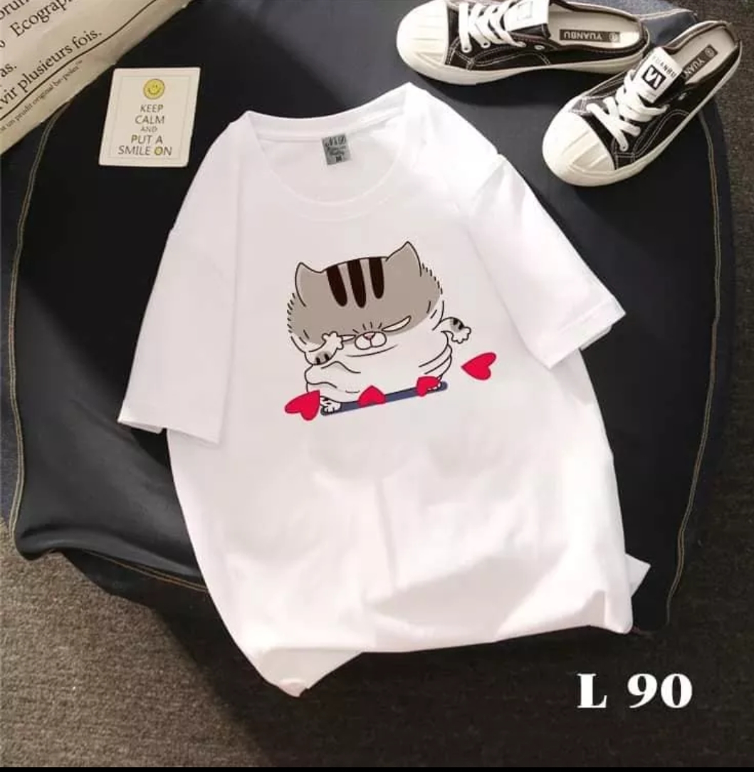 [HCM]Áo thun nam nữ form rộng Hàn quốc in hình mèo Ami Bụng Bự Thất Tình độc đẹp vải dày mịn mát
