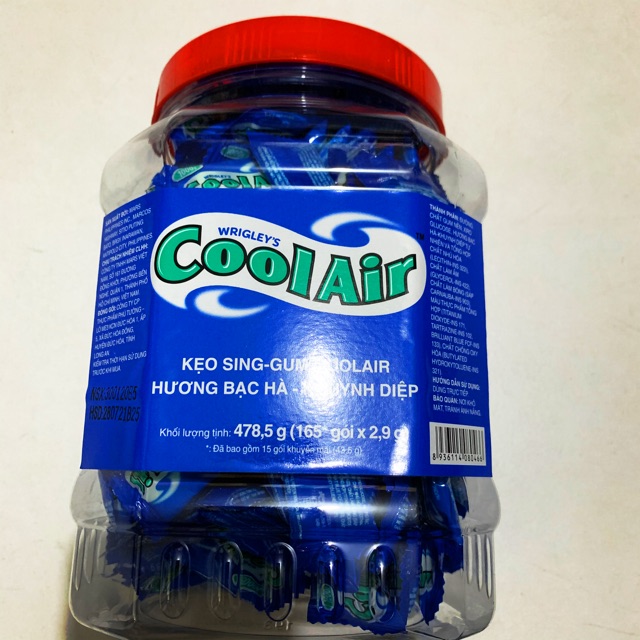 [HCM]Kẹo gum Cool Air hủ mới 165 viên