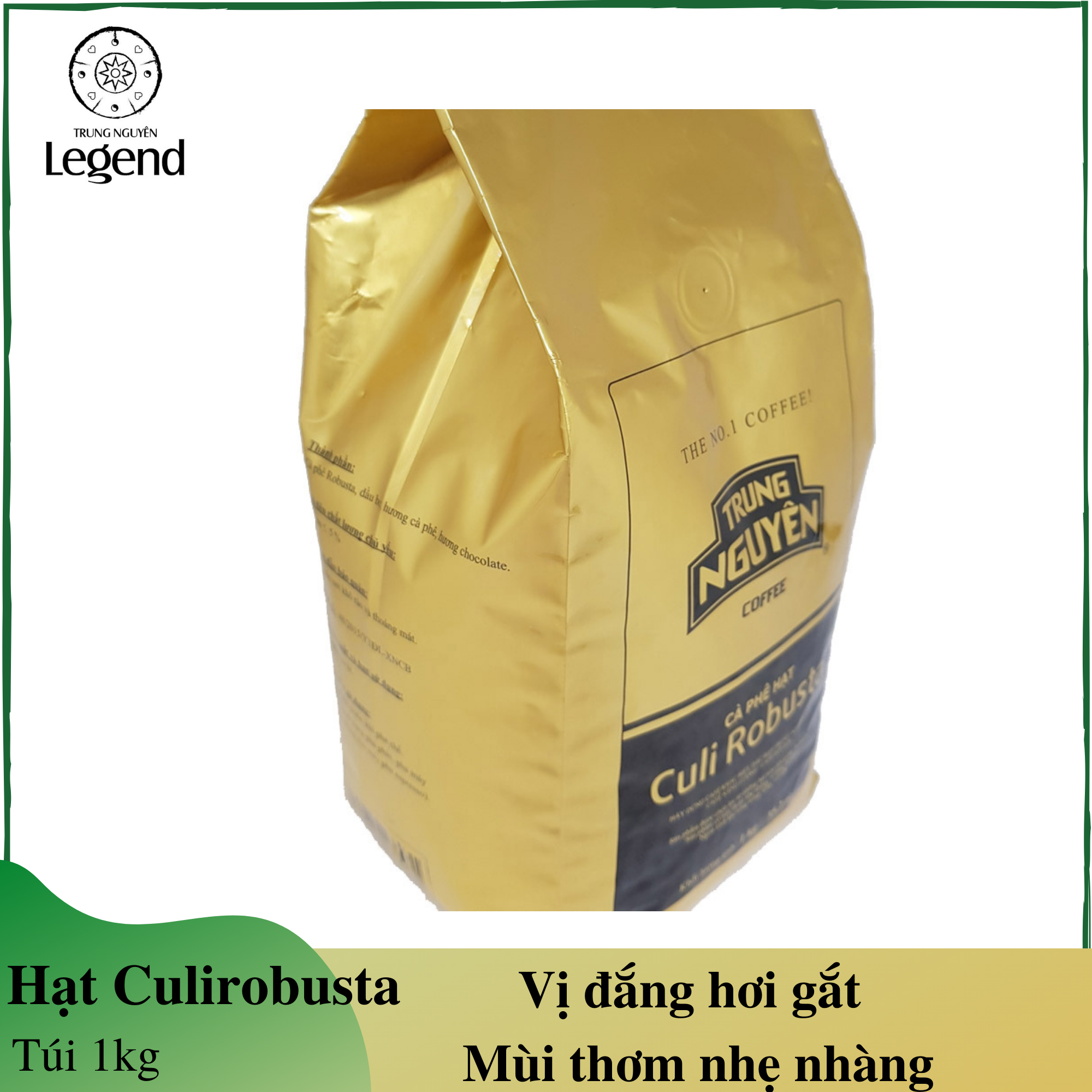 Cà Phê hạt Culi Robusta - Cà phê Trung Nguyên - túi 1kg