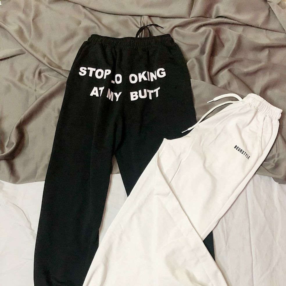 QUẦN ỐNG RỘNG RÚT DÂY LAI#HOT QUẦN IN CHỮ SAU FORM DƯỚI 55 KG