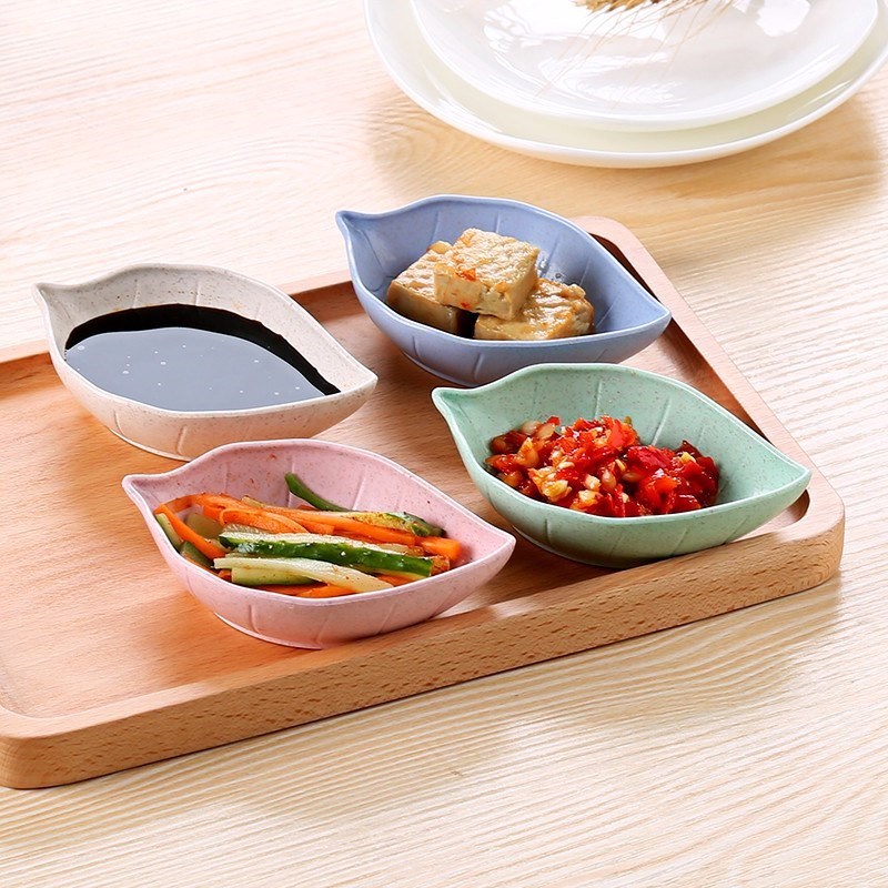 Set 2 Đĩa Đựng Gia Vị Nước Chấm Hình Chiếc Lá - Chén Đựng Gia Vị Bằng Lúa Mạch