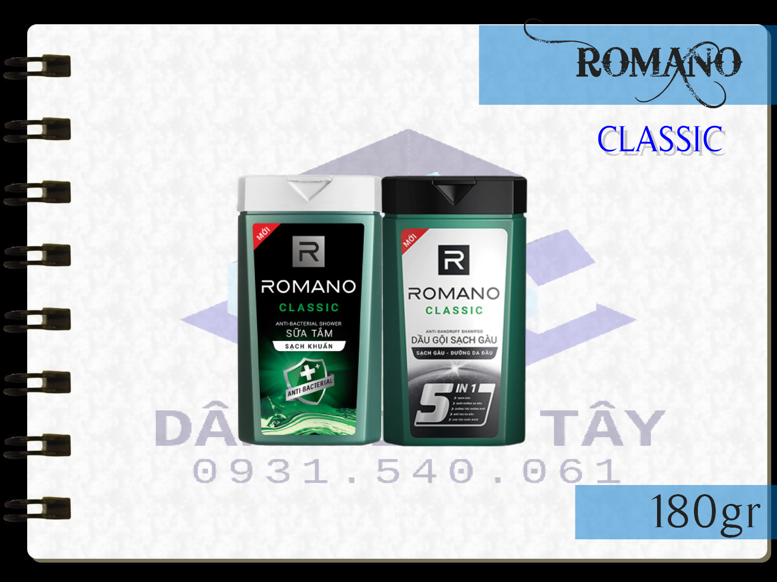 ROMANO - DẦU GỘI/SỮA TẮM ROMANO CLASSIC 180gr