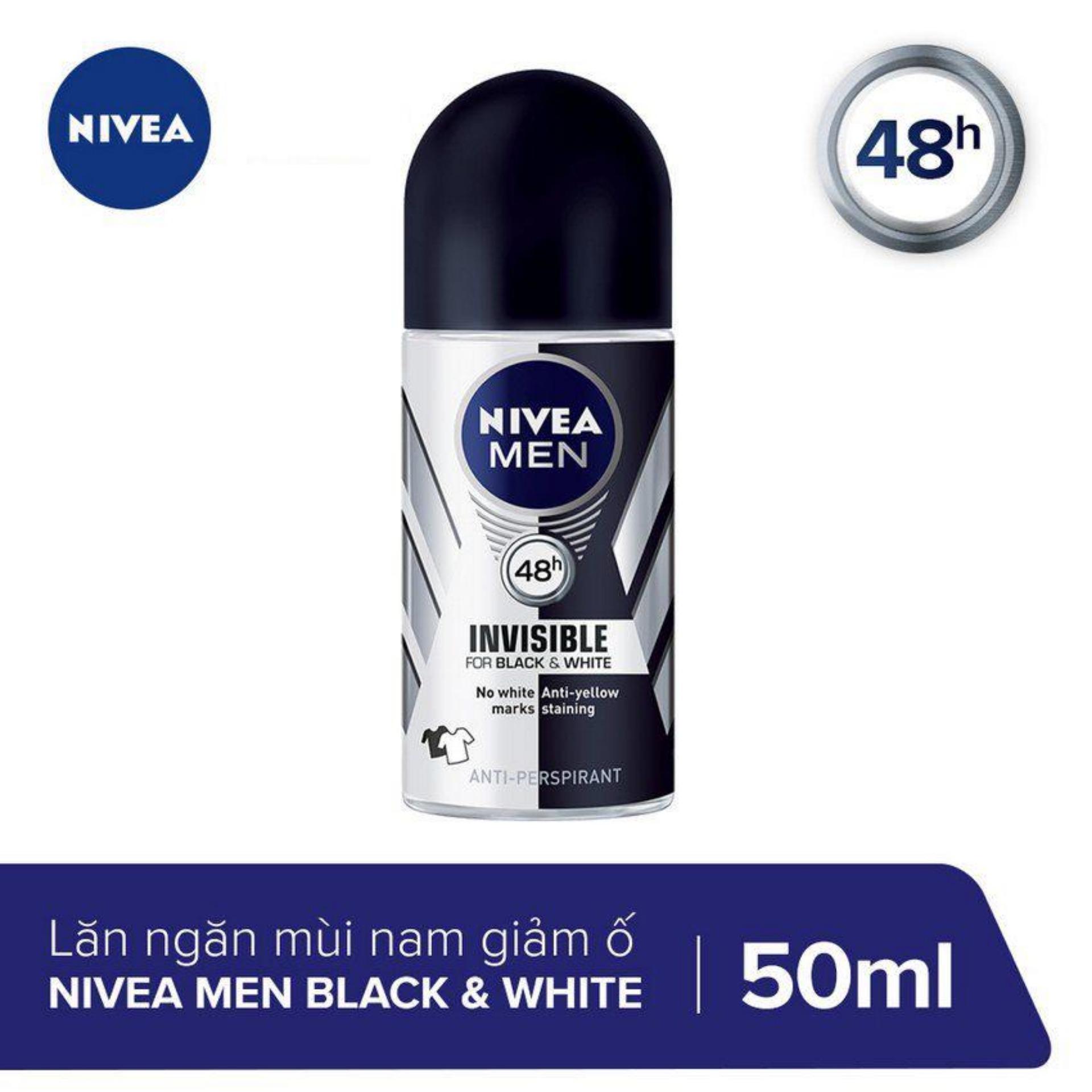 Lăn khử mùi Nivea Invisible For Black & White chai 50ml