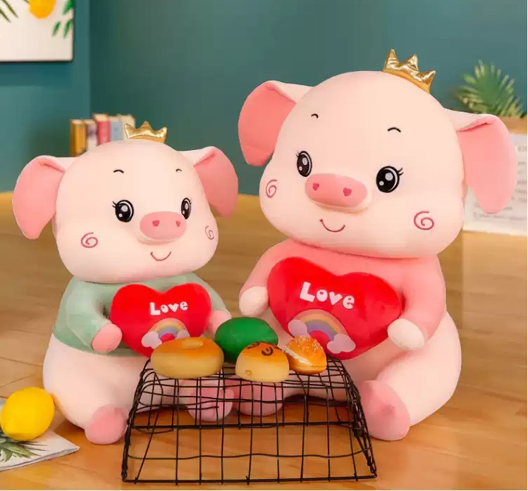 [HCM]Chăn Mền Heo Trái Tim Kèm Mền 1m7. Heo Dễ Thương Cầm Trái Tim Đỏ. Gấu Bông Heo Ngồi giá rẻ Dành Cho bé. gấu bông giá rẻ gấu bông cho bé gấu bông dễ thương giá rẻ