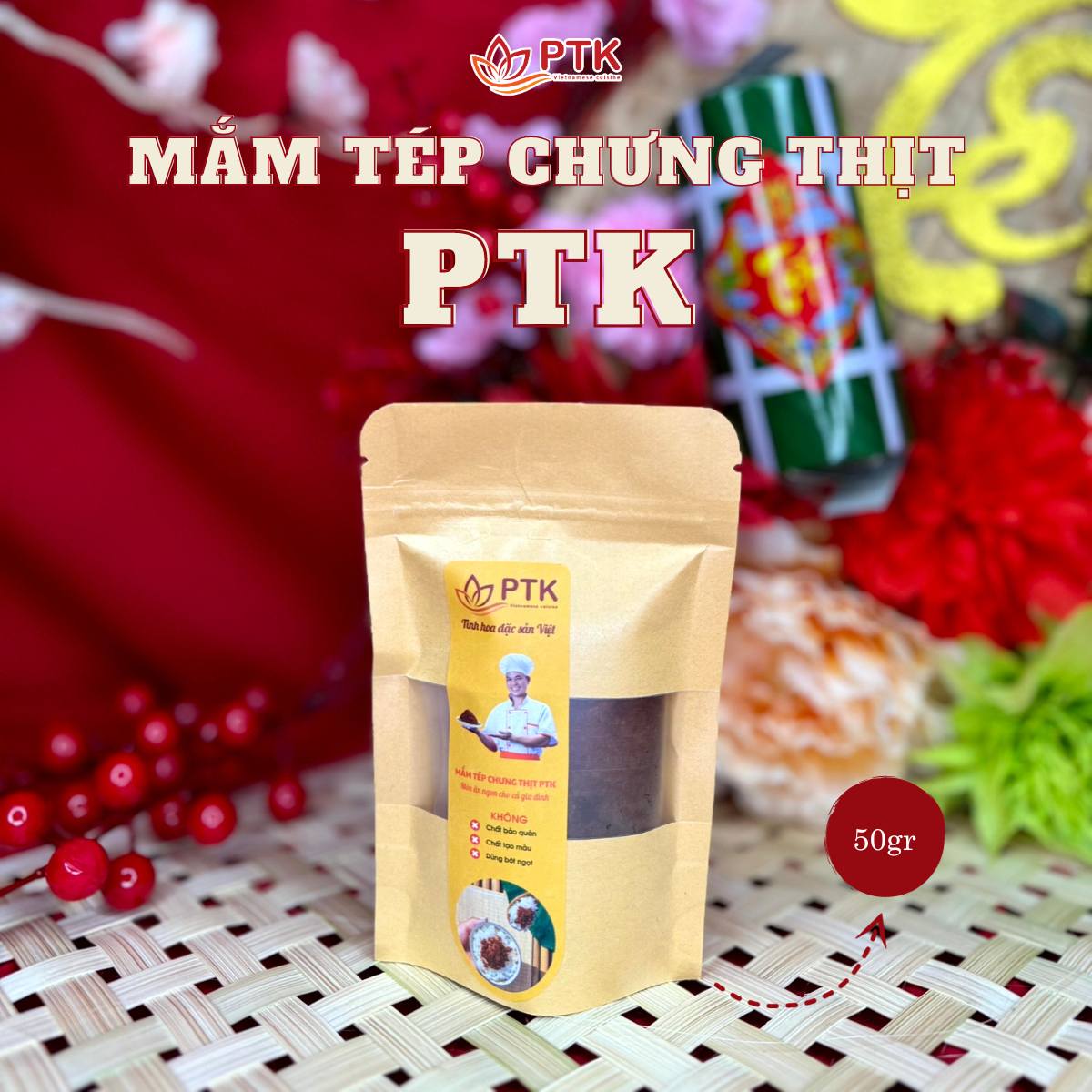 Thịt Chưng Mắm Tép PTK (Mắm Tép Chưng Thịt PTK)  túi 50gr
