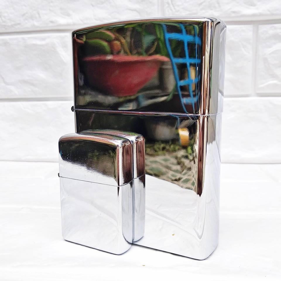 BẬT LỬA ZIPPO KHỔNG LỒ BẠC BÓNG (SIZE: 8CM X 11,5CM) - (XÀI XĂNG)