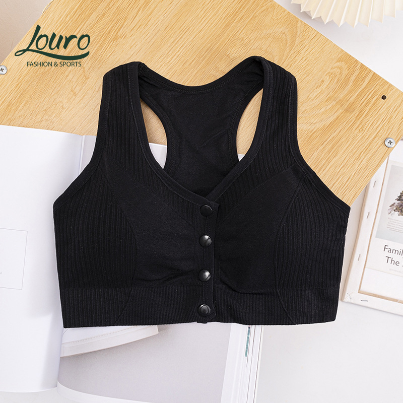 Áo bra tập gym nữ Louro , kiểu áo tập đính cúc, chất liệu siêu đẹp, co giãn, thoáng mát, có mút ngực - BL17