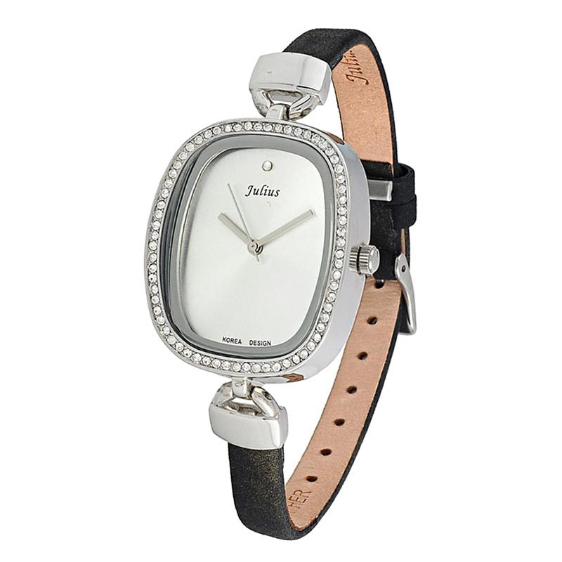 Đồng hồ nữ Julius Hàn Quốc JA-298E dây da mặt chữ nhật (Nâu)