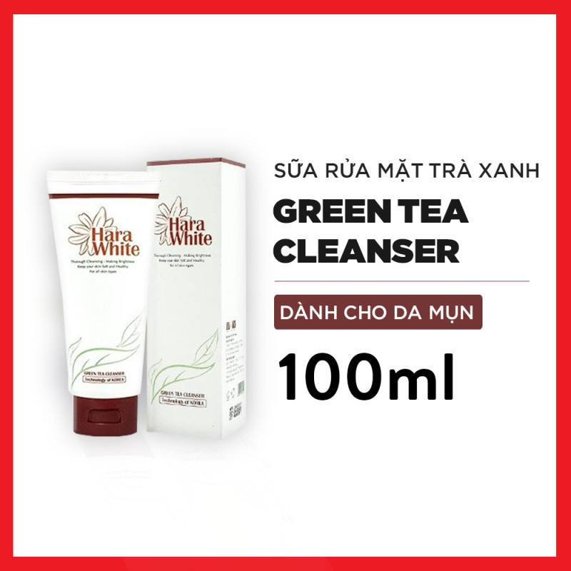 [MUA 2 TẶNG 1] Sữa rửa mặt trà xanh giúp làm sạch da và ngăn ngừa mụn Hara White Green Tea Cleanser (100ml) giá rẻ