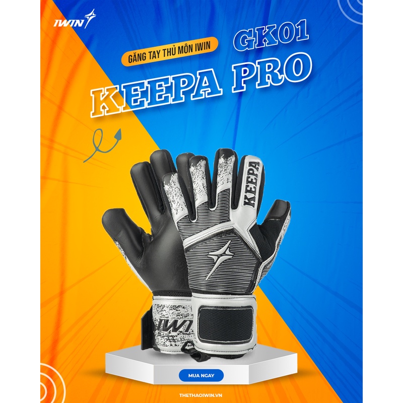 Găng tay thủ môn Iwin Keepa GK01 - Có lớp xương bảo vệ đôi tay , hàng chính hãng
