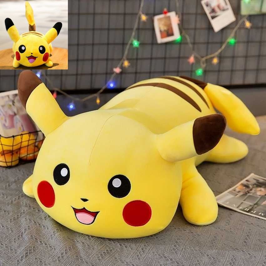 Gấu bông picachu nằm, thú nhồi bông bokemon