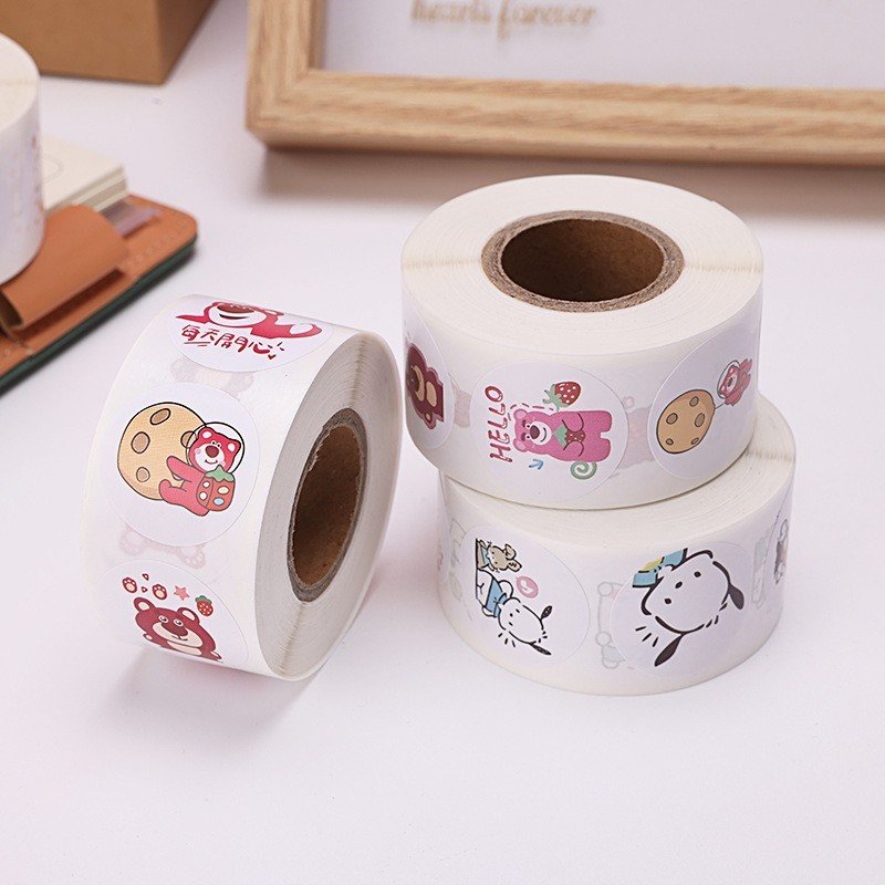 Cuộn sticker Gấu Dâu, Mỗi Cuộn 100 Sticke