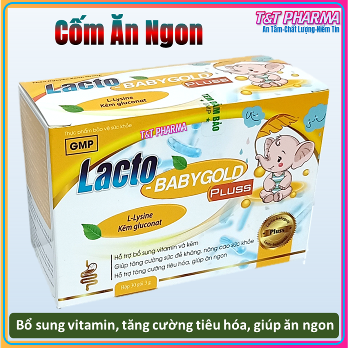 Cốm Ăn Ngon Lacto Baby Gold Pluss- Hỗ trợ bổ sung vitamin, kẽm, giúp bé ăn ngon, giảm rối loạn tiêu hóa, táo bón, tiêu chảy - Hộp 30 gói