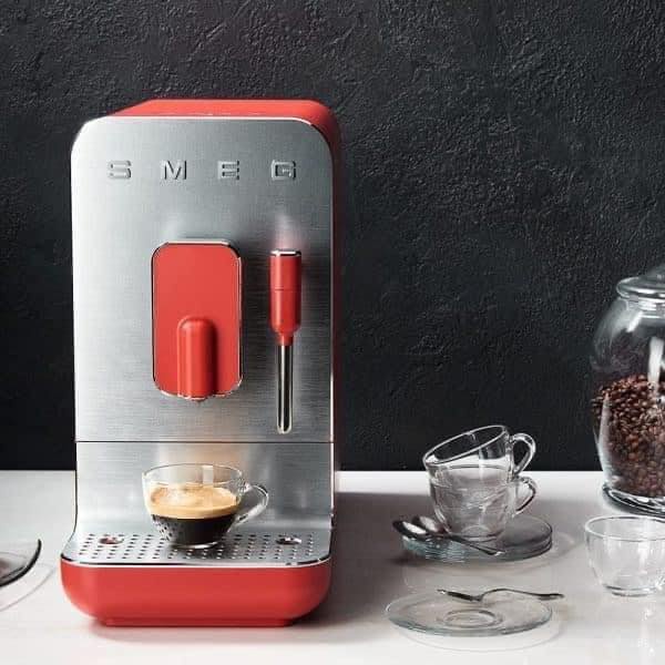 Smeg BCC02RDMEU Red Fully Automatic Coffee Maker, Smeg Coffee Maker, Coffee Maker, Espresso, Cappuccino, Smeg Coffee Machine, Imported from Germany, 12 Month Warranty