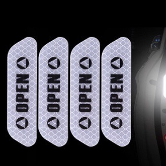 Combo 4 miếng Decal phản quang cảnh báo cửa đang mở cho ô tô - Tem dán cảnh báo mở cửa an toàn có phản quang