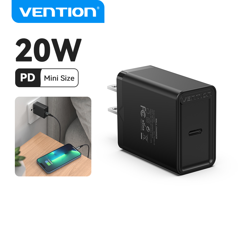 Vention 20W PD Type C Fast Charger for i Phone 14 13 12 Pro max QC4.0 3.0 PD Quick Charging Cell Phone Charger Adapter for Huawei Samsung S21 Charger Wall Charger