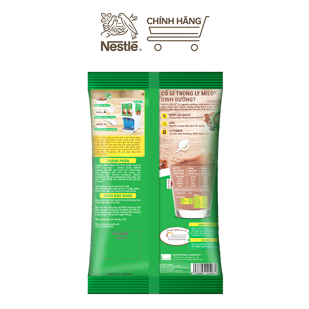 [Freeship Nationwide] Milo 3-in-1 Barley Drink (600g Bag)