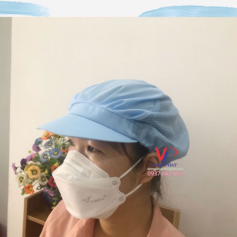 Nón Lưới Trùm Tóc Màu Xanh Bích Cho Công Nhân Sản Xuất Thực Phẩm Thuỷ Sản - Mũ Trùm Tóc Bảo Hộ, Y Tế Màu Xanh - Hình Thật, Có Sẵn