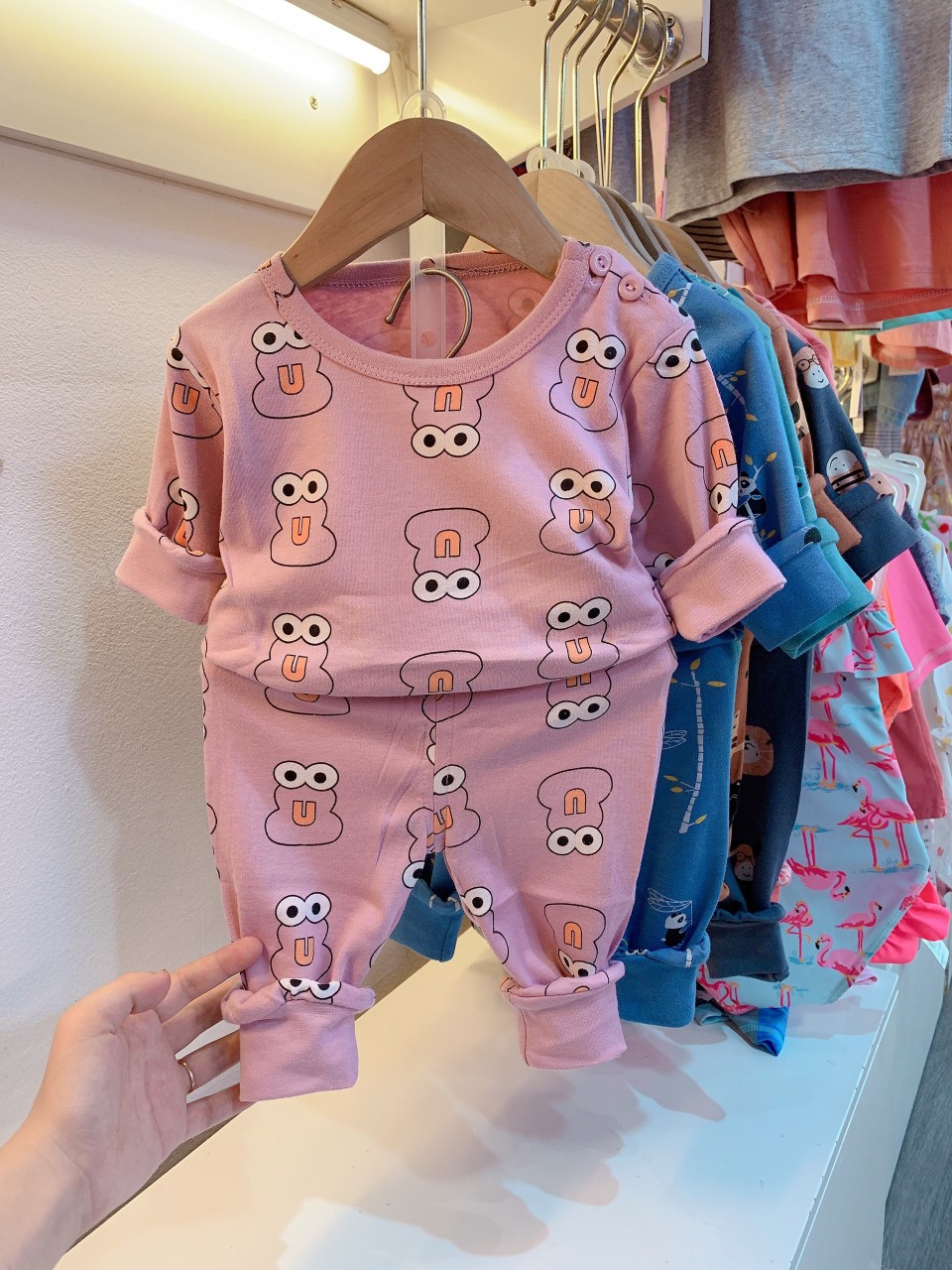 Bộ cotton len Quảng Châu cạp thường cho bé