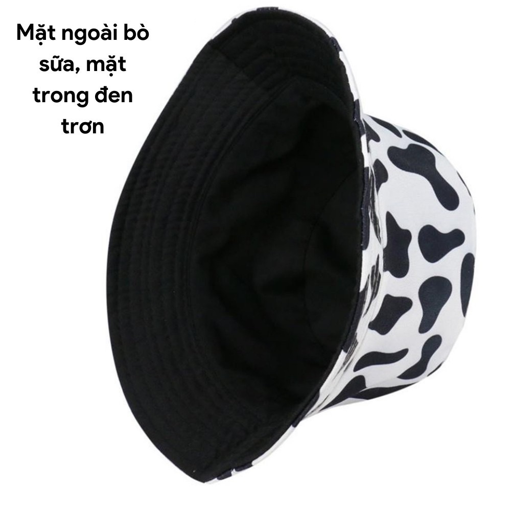 Mũ bucket 2 mặt bò sữa hot hit, Nón bucket bò sữa, Mũ vành unisex nam nữ