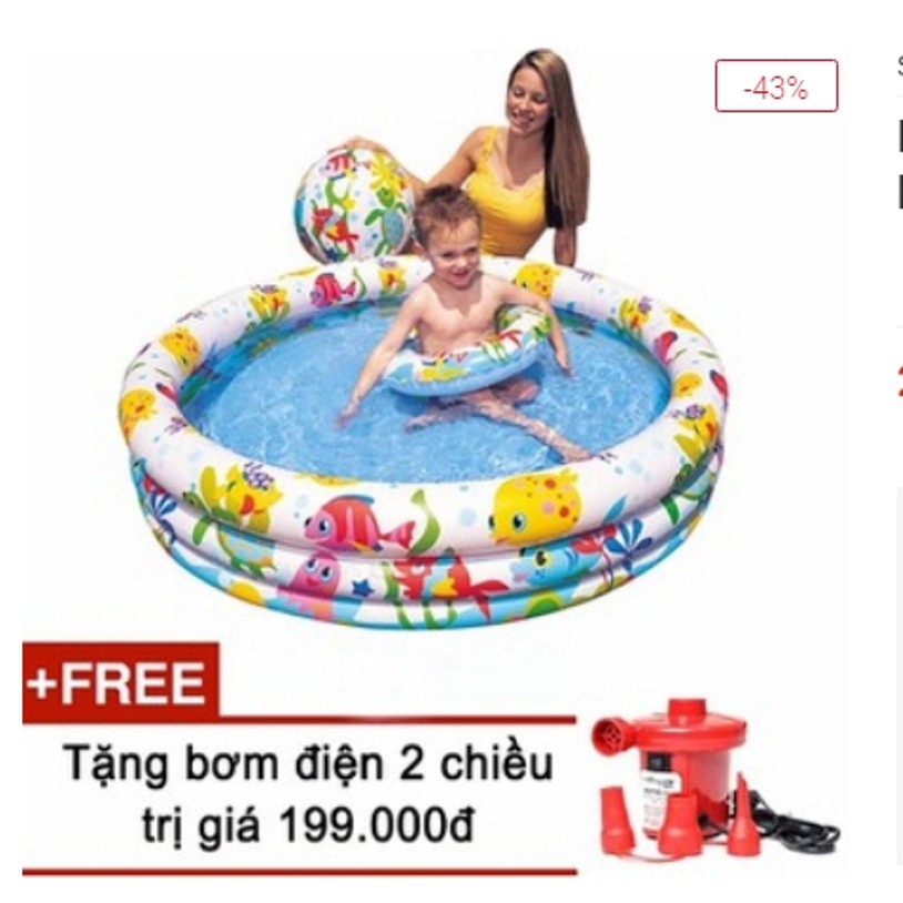 Bể phao bơi 3 tầng 3 chi tiết cho bé + Tặng kèm bơm điện 2 chiều