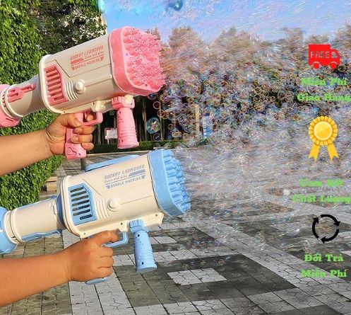 Súng bắn bong bóng, súng thổi bong bóng 32 nòng, 8 nòng tặng 1 lọ nước tạo bọt