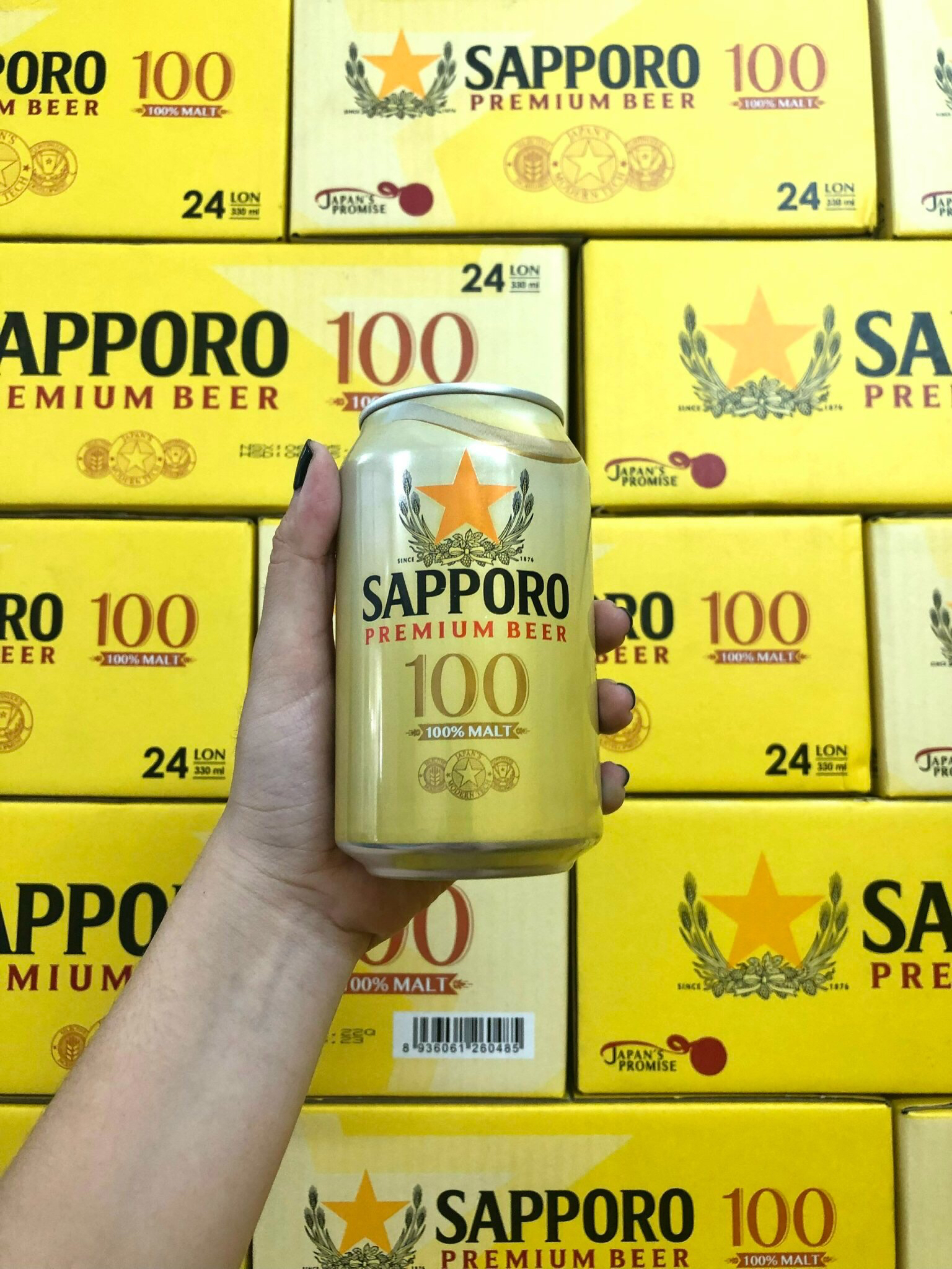 Thùng beer Sapporo Premium 100 - 24 lon 330ml 3.5% cồn