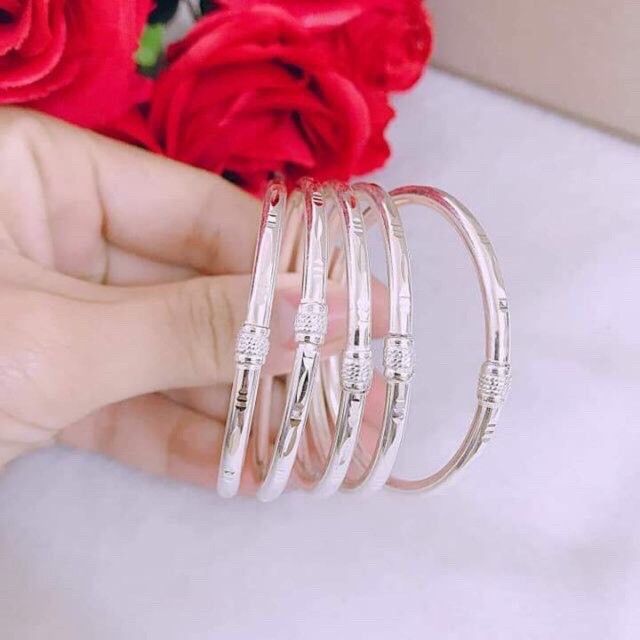 Vòng tay nữ trơn phay sáng bóng đẹp bạc ta nguyên chất