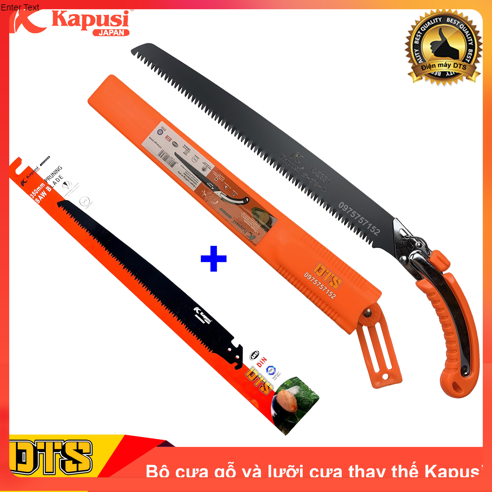 Bộ cưa gỗ cầm tay và lưỡi cưa thay thế thép Nhật KAPUSI 350mm - Có bao đựng cưa