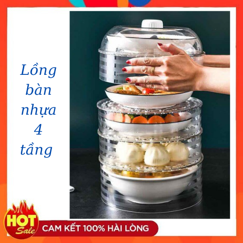 Lồng bàn nhựa đa tầng Việt Nhật ,  Bộ Lồng Bàn Bảo Quản Thức Ăn 4 Tầng Siêu Tiện Lợi