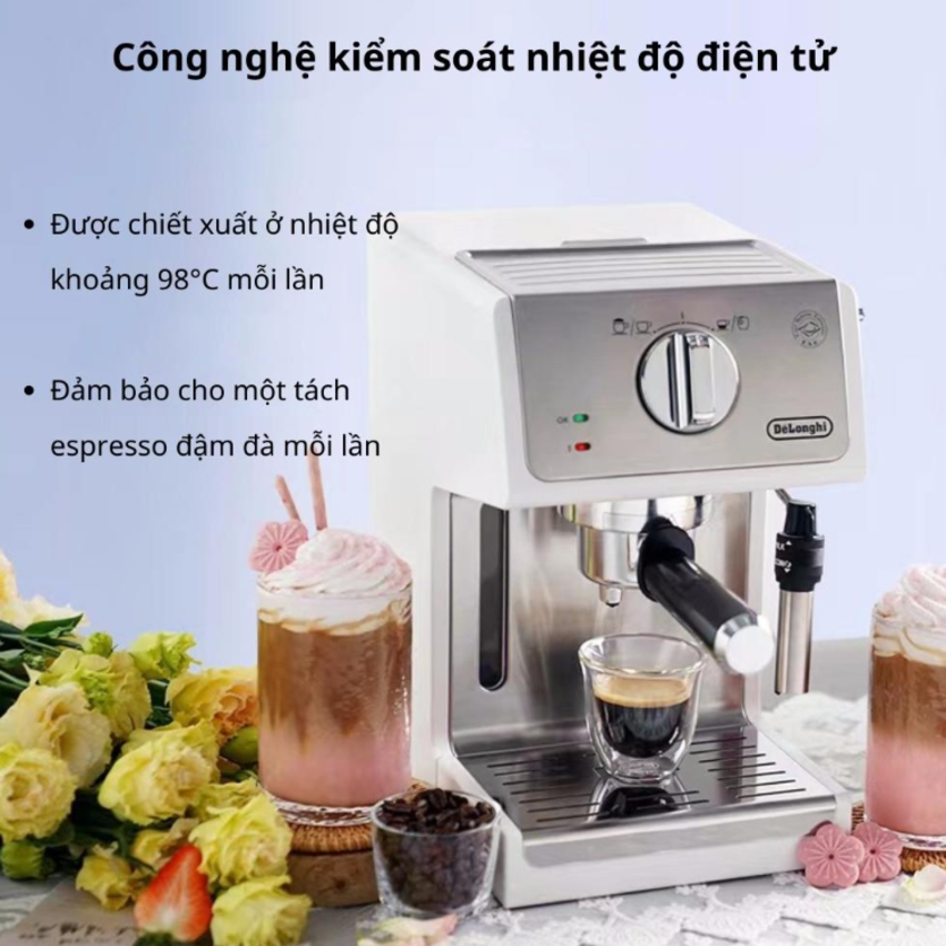 Máy pha cà phê Espresso Delonghi ECP35.31 Thương hiệu Italia Công suất 1100W Dung tích 1.1L, Tự động tắt thông minh - Nhập Khẩu