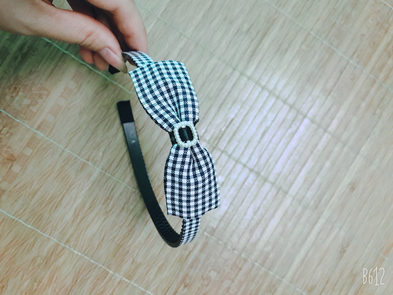 Sét 2 Bờm cài tóc vải kẻ phối nơ siêu xinh - phukienteen