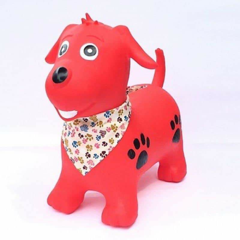 (tặng kèm bơm tay) Thú nhún Cún con Toys đen khăn yếm