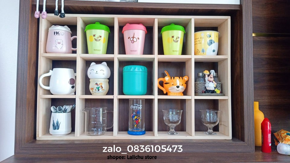 kệ để cốc bằng gỗ decor trang trí