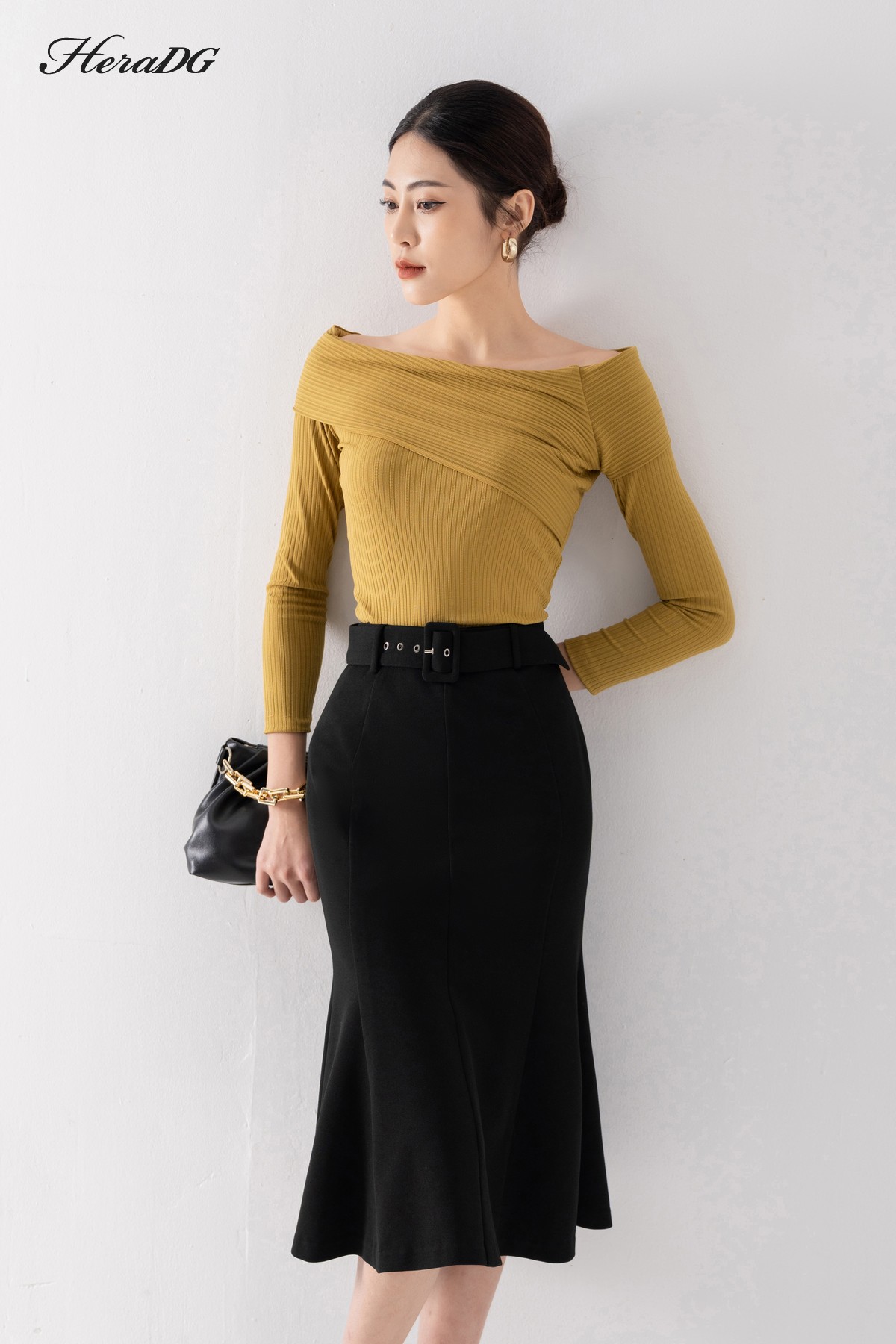 Voucher siêu sale 15% áo len nữ thiết kế kiểu áo trễ vai heradg wakbb3018