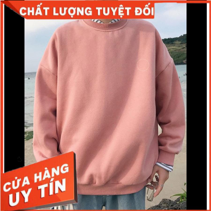 Áo nỉ chui trơn màu hồng phấn