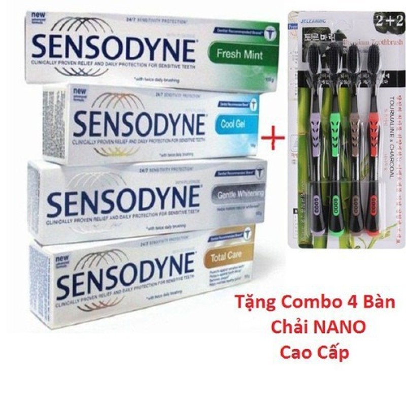 COMBO 7 Tuýt Kem đánh răng chống ê buốt thái lan tặng kèm 4 bàn chải NANO cao cấp nhập khẩu