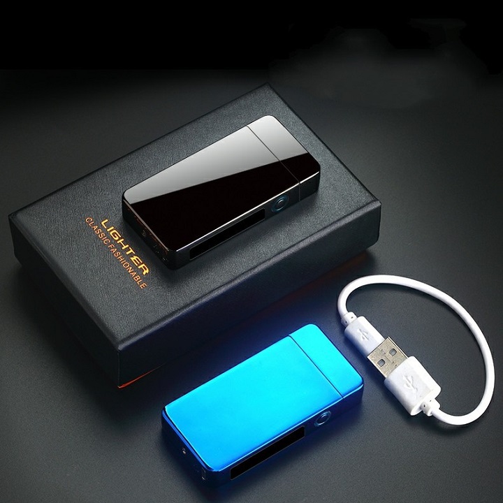bật lửa điện plasma thương hiệu Lighter có đèn led hiển thị pin