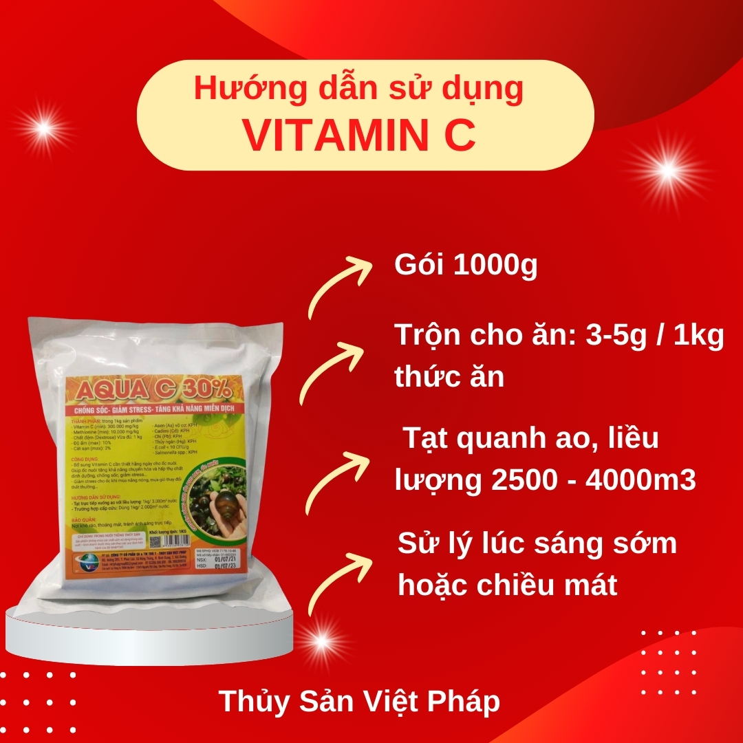 VitaminC chống sốc, giảm stress cho Ốc, Ếch, Tôm, Cá