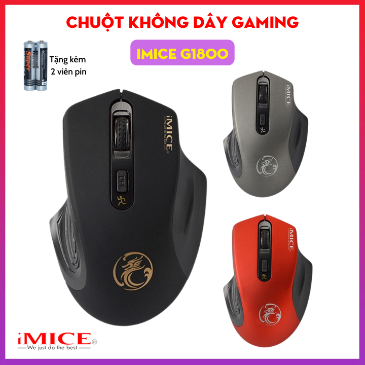 Chuột máy tính không dây gamming imice g1800 wireless 2.4ghz 2000dpi - tặng 2 pin aa - độ nhạy cao - bảo hành 12 tháng