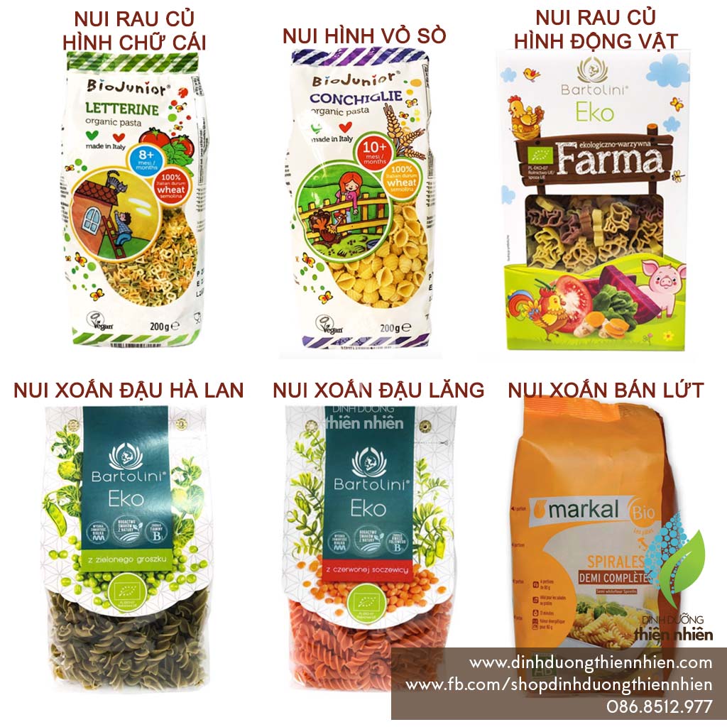 [TÚI NGUYÊN] Mì Nui Hữu Cơ Markal, Bio Junior, Bartolini Organic Pasta