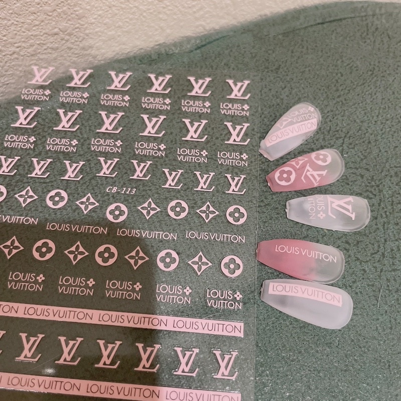 Sticker 3d thương hiệu màu hồng dán móng tay nail