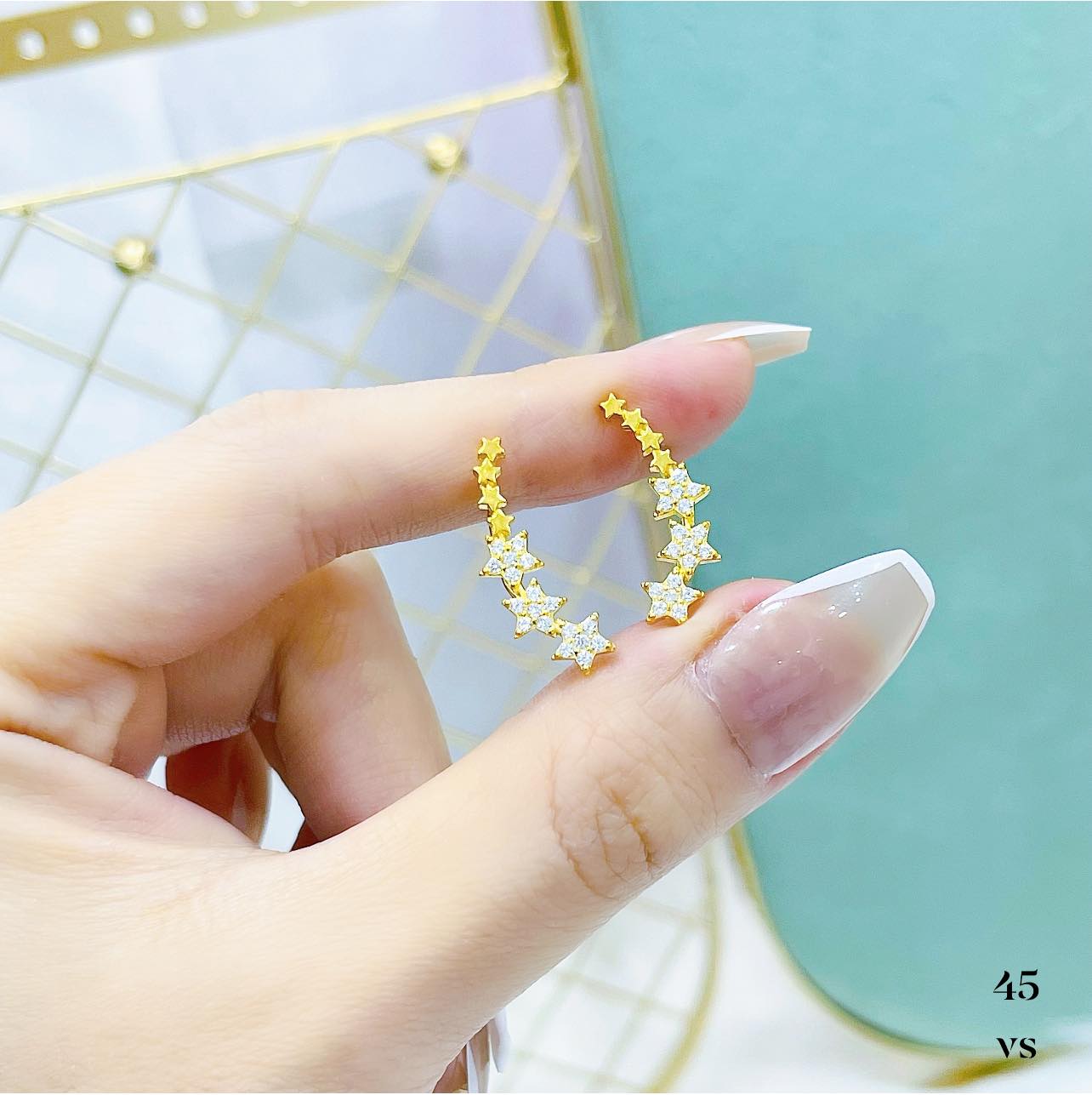 Bông tai nữ vàng tây nụ đá cao cấp MS46c