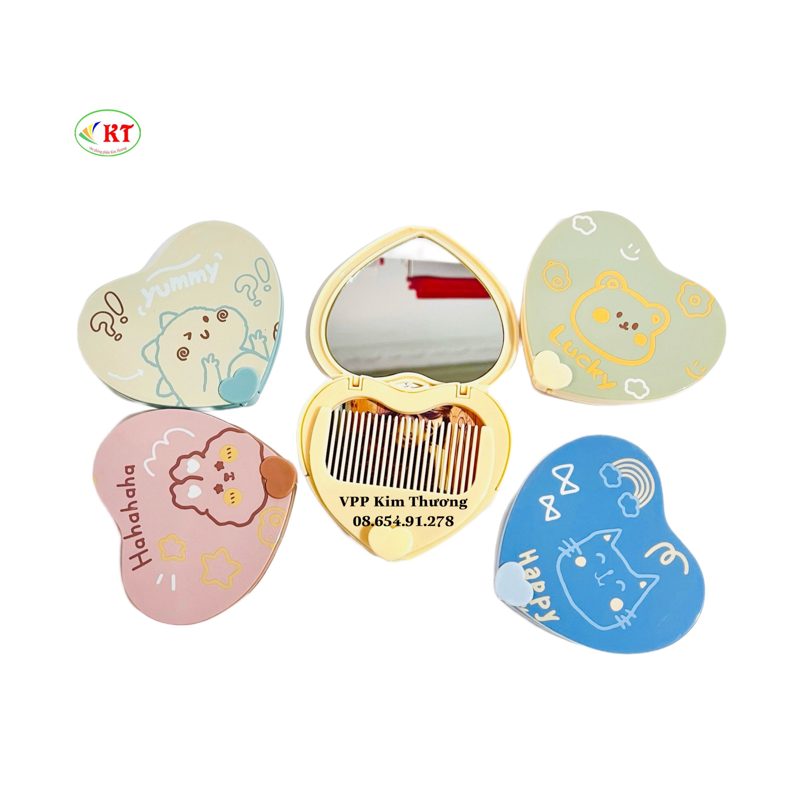 Gương  mini kèm lược đủ hình ( giao màu ngẫu nhiên)