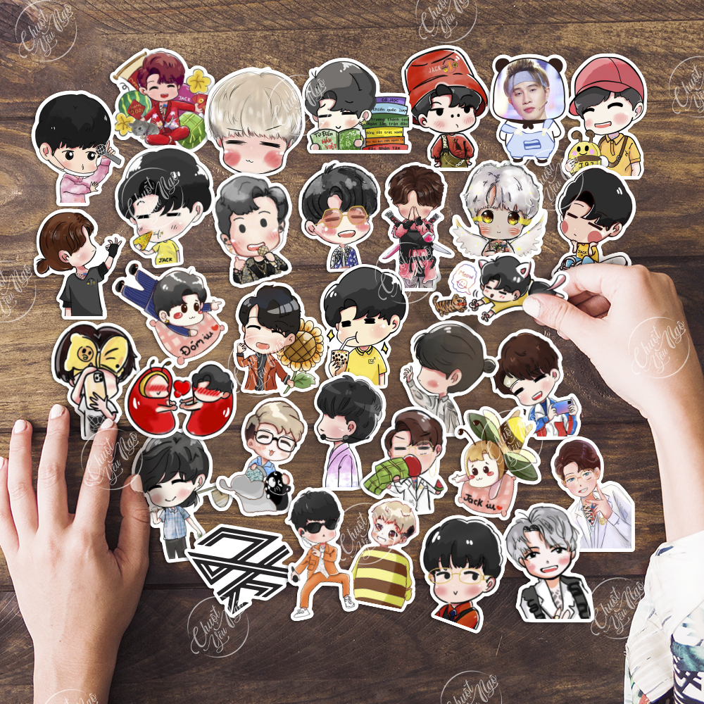 Combo 100 sticker meme JACK J97 hình dán phương tuấn meo meo đom đóm trang trí điện thoại laptop