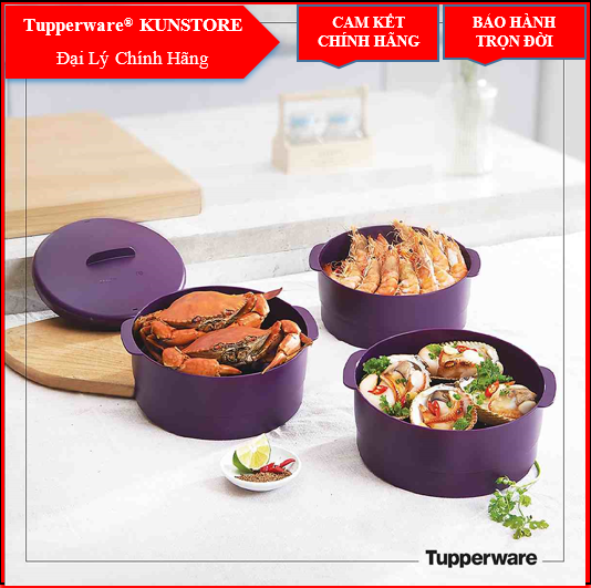 XỬNG HẤP 3 TẦNG TUPPERWARE STEAM IT DEWBERRY MÀU TÍM